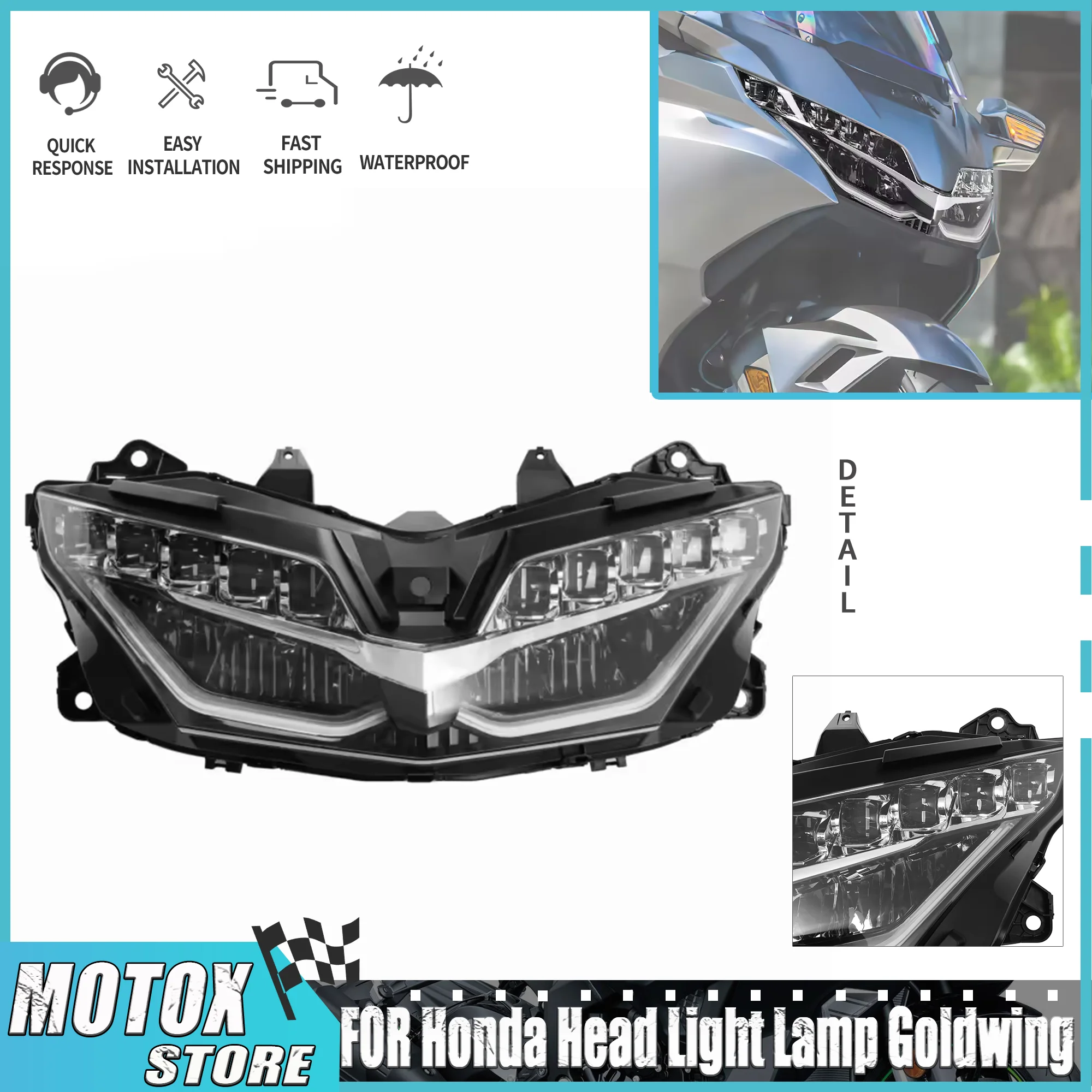 

Подходит для фар Honda Goldwing GL1800 2018-2023, фара в сборе GL 1800, передняя фара Goldwing 1800