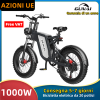 1000W Electric Motorcycle, EU Stock GUNAI 20Inch Off-road Fat Tire Bike 7 speed 48V 25Ah Battery City Mountain Electric Bicycle