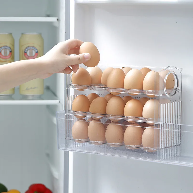 30 Compartment Egg Storage Box  Large Capacity Egg Tray Storage Container For Refrigerator Transparent Household Egg Container