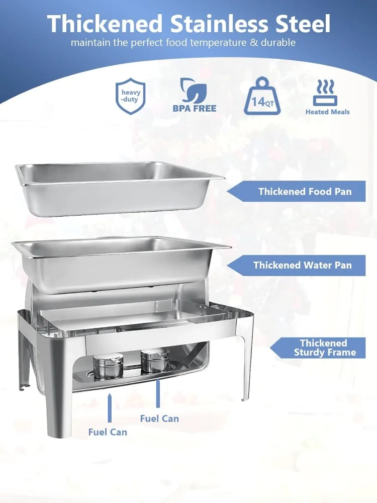 Imagem -05 - Retangular Roll Top Chafing Dish Buffet Grupo Catering Food Warmer para Festas Casamento Aniversário Natal