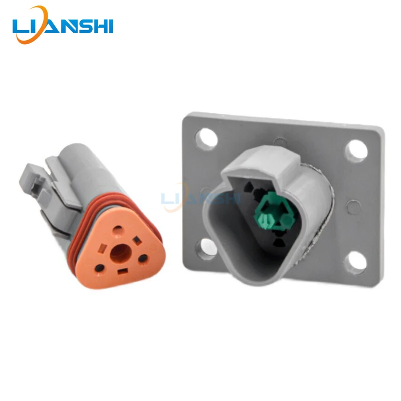 3Pin DT06-3S DT04-3P-L012 Flange Mount Waterproof Connector Kit For Truck Const Agric Heavy Equipment Vehicle Cable Harness Sets