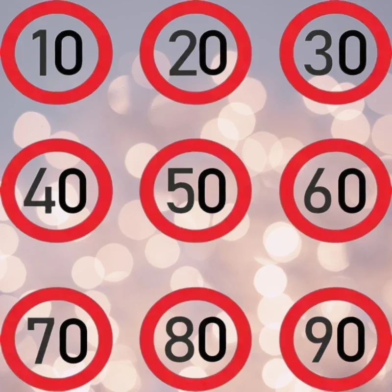 PVC Speed Limit Car Sticker 10-90 Km/h Decal Road Sign Assorted Colors Decorative for Vehicle Window Waterproof