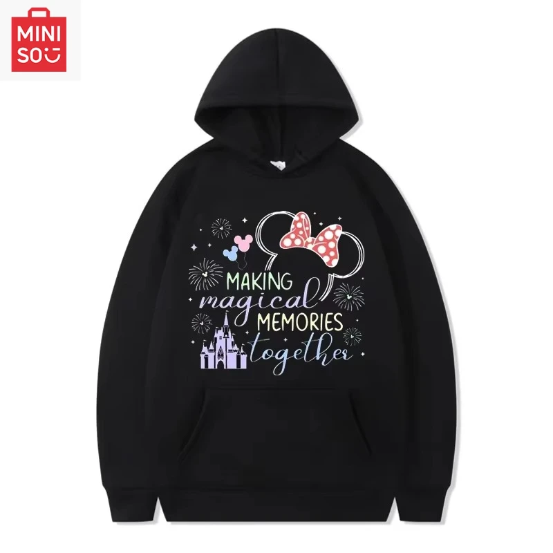 

Забавная толстовка с капюшоном Disney My First Trip 202, пуловеры с принтом Микки и Минни, топы, осенние универсальные кофты, женская повседневная одежда
