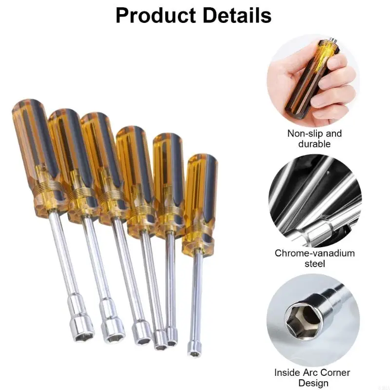 63HA Socket Screwdriver Tool Driver Repair Tool Nut Key for Electrician Carpent Woodworking Access