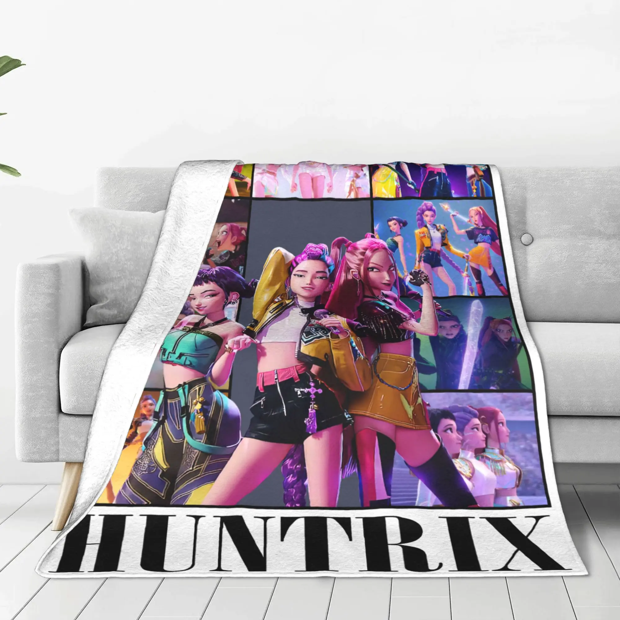 

Одеяла KPop Hunters Huntrix, фланелевые дышащие супер мягкие одеяла с принтом для кровати, спальни, плюшевое тонкое одеяло