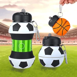 Creative Silicone Fold Water Bottle Cups Mug Outdoor Sports Basketball Tennis School Leakproof Portable Kids Water Bottle