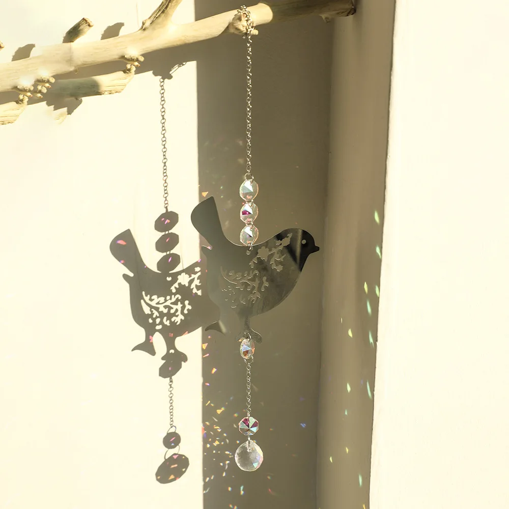 Metal Bird Suncatcher Wall Hanging Ornament Animal Shape Window Decor Nordic Minimalist Bedroom Balcony Garden Home Decoration
