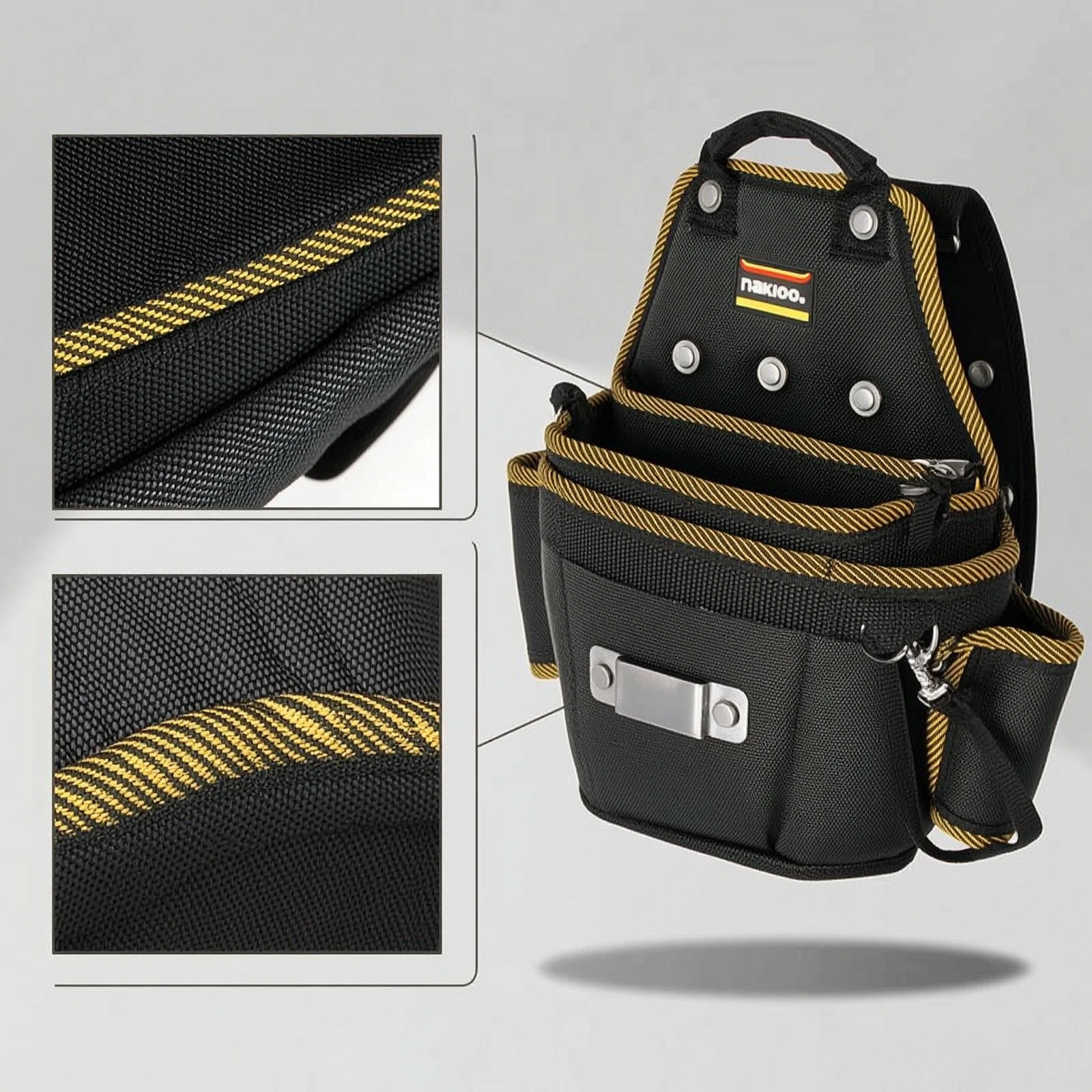 Waist Tool Pouch with Rotating Buckle Multifunctional Hanging Tool Pouch with Side Pockets Heavy Duty Lightweight