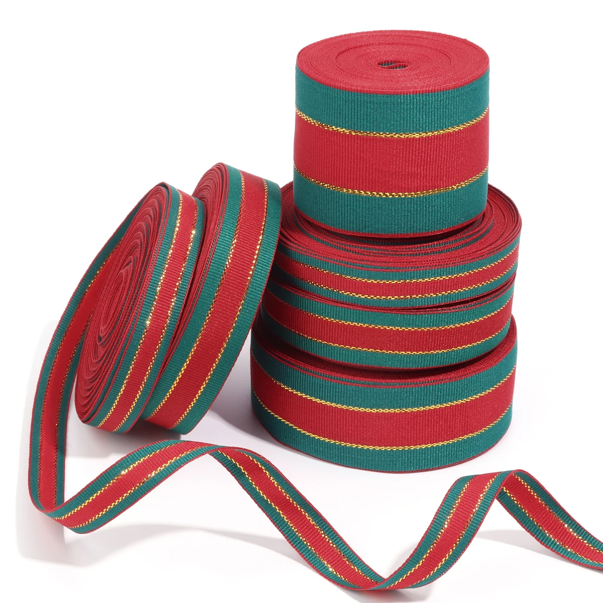 

5-10 ярдов/лот, классические красные зеленые ленты, рождественская лента, полиэстеровая лента с бантом, рождественская подарочная упаковка, украшение для рождественской елки
