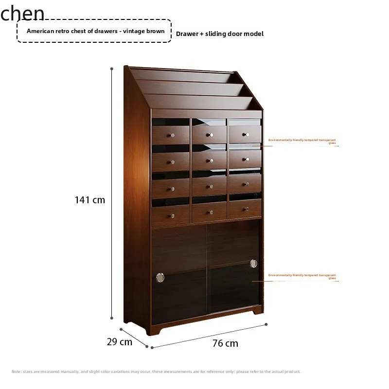 LXC Retro Solid Wood Chest of Drawers Magazine Side Cabinet Drawer Storage Organizer Entryway Shelf Decorative Display