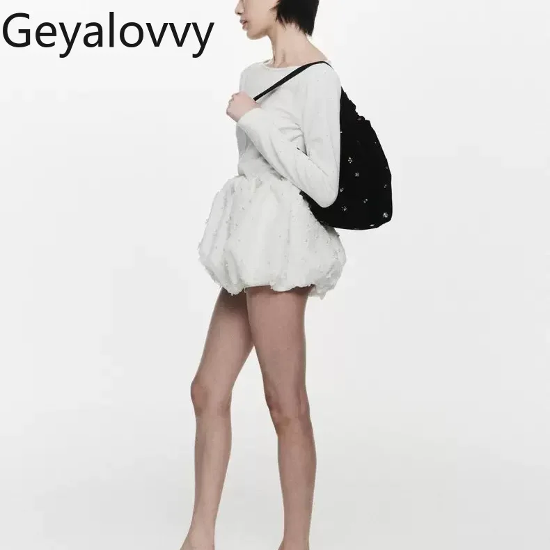 Moda de cor sólida saias casuais para mulheres estilo japonês tridimensional flor cintura alta frisado bud saia curta femme