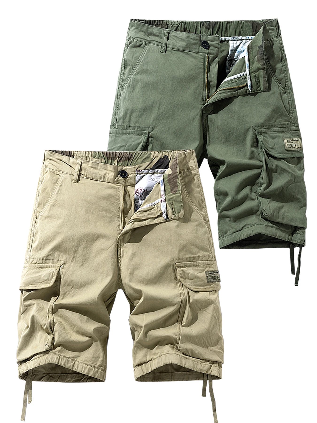 Men Multi-Pocket Drawstring Cargo Shorts Loose Casual Streetwear Outdoor Work Shorts 2 Pack Save More 3218