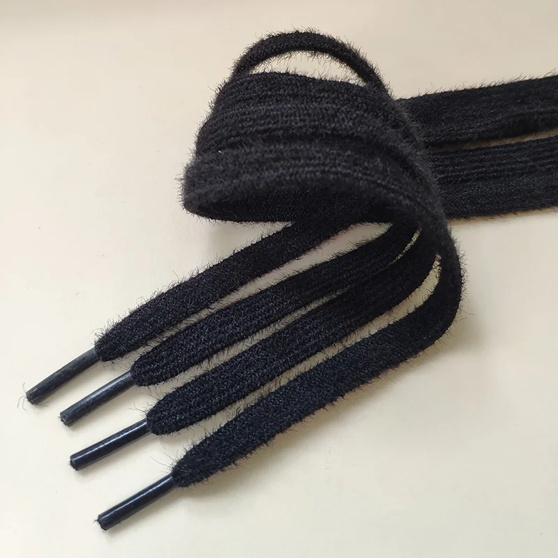 1 Paar 8 mm weiße, schwarze, haarige, weiche Schnürsenkel, 120/140 cm, runde High-Top-Low-Top-Schnürsenkel aus Segeltuch, Zubehör – Detail 6