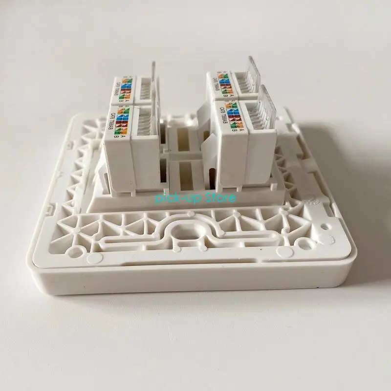 Q5WA 4-Port UTP Panel Steker Dinding Jaringan RJ45 CAT6 Alat Konektor LAN Gigabit Gratis
