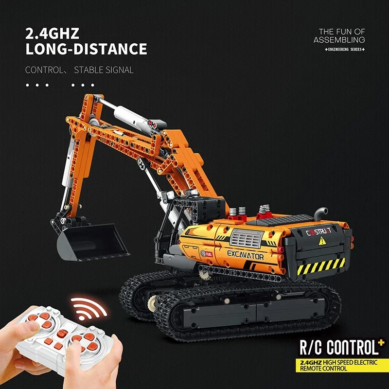1106PCS Remote Control Excavator MOC Model Building Blocks Crawler Engineering Vehicle RC Car Assemble Bricks Toys Reobrix 22003