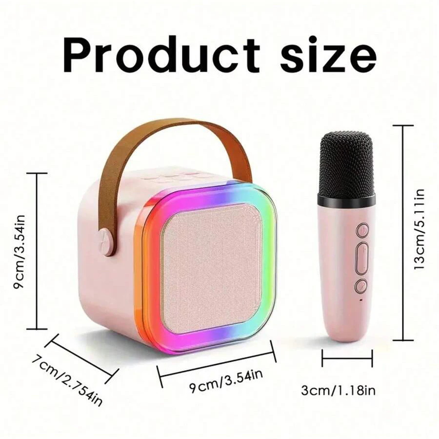 Portable Wireless RGB Lights Speaker Set With 2 Microphones Home Karaoke Machine For Party Birthday Gift K12 Karaoke System