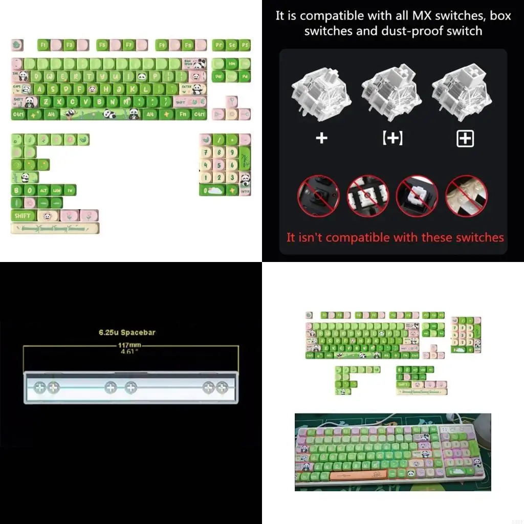

896F Cartoon Keycaps Set 131Keys MOA Height Heat Sublimated Candy Bear Theme Colorful