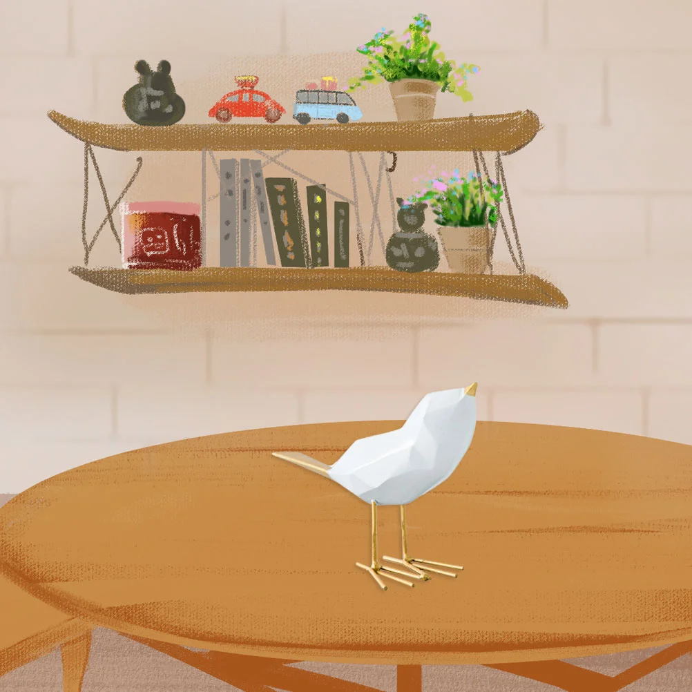 

Decoration Resin Bird Ornament Figurines Home Desktop Household Golden Statue Craft