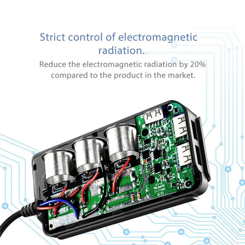 ABFN-Car Charger QC3.0 Fast Charging Cigarette Lighter Adapter Phone Charger With Switch Voltage Display