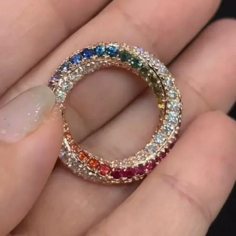 

Minimalist Inlaid Multicolored White CZ Women's Ring Classic Gold Color Geometry Daily Wear Party Jewelry Anniversary Gift