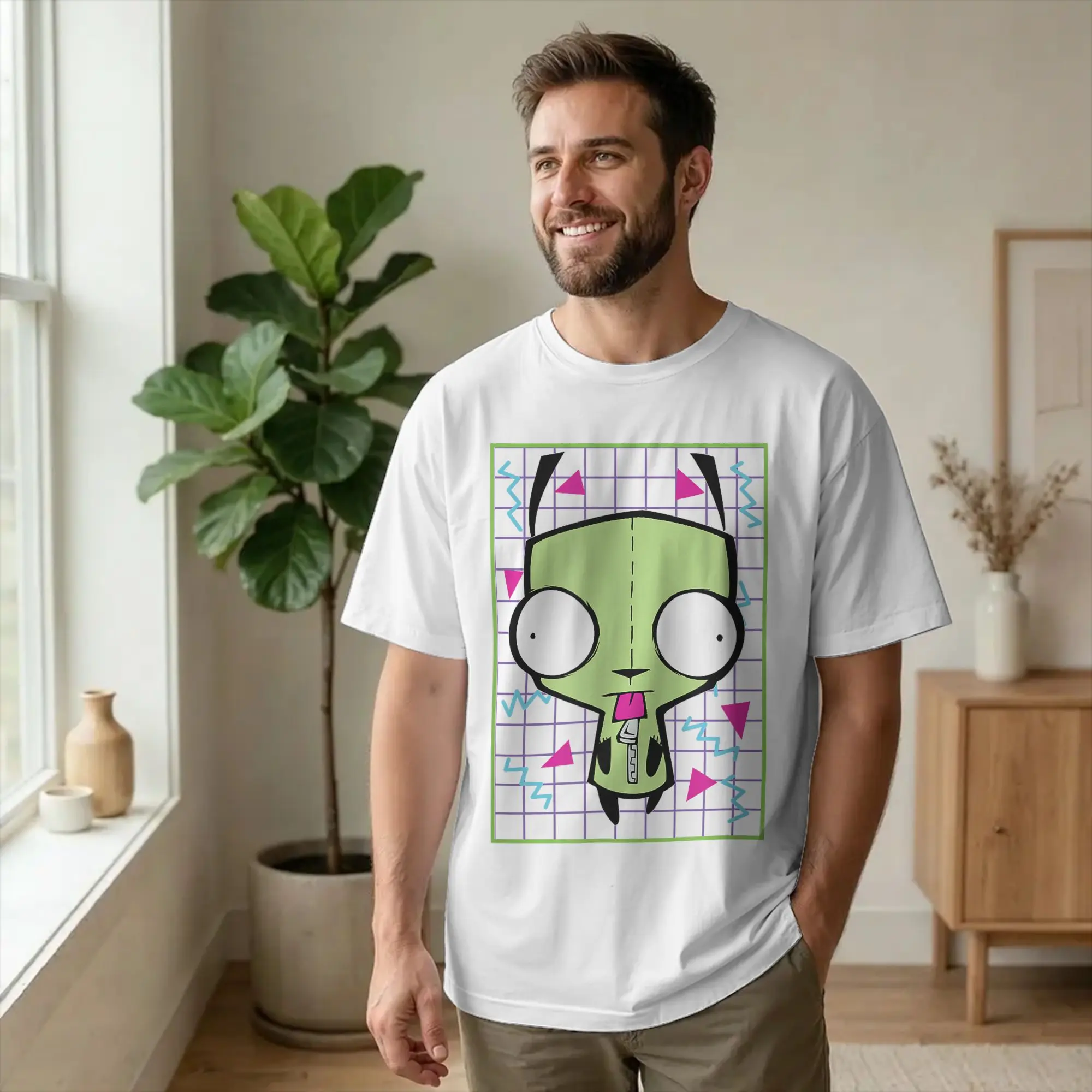 Men Women's T-Shirts Invaders Zims  Crazy Pure Cotton Tees Short Sleeve  T Shirts Round Neck Clothes Party