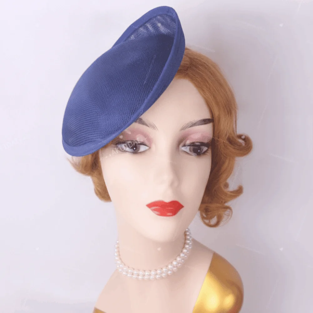 Solid Color Linen Yarn Fascinator Hat Base Headpiece 20cm Vintage Fascinator Hat Wide Brim Multiple Colors Mesh Hat Dance Show