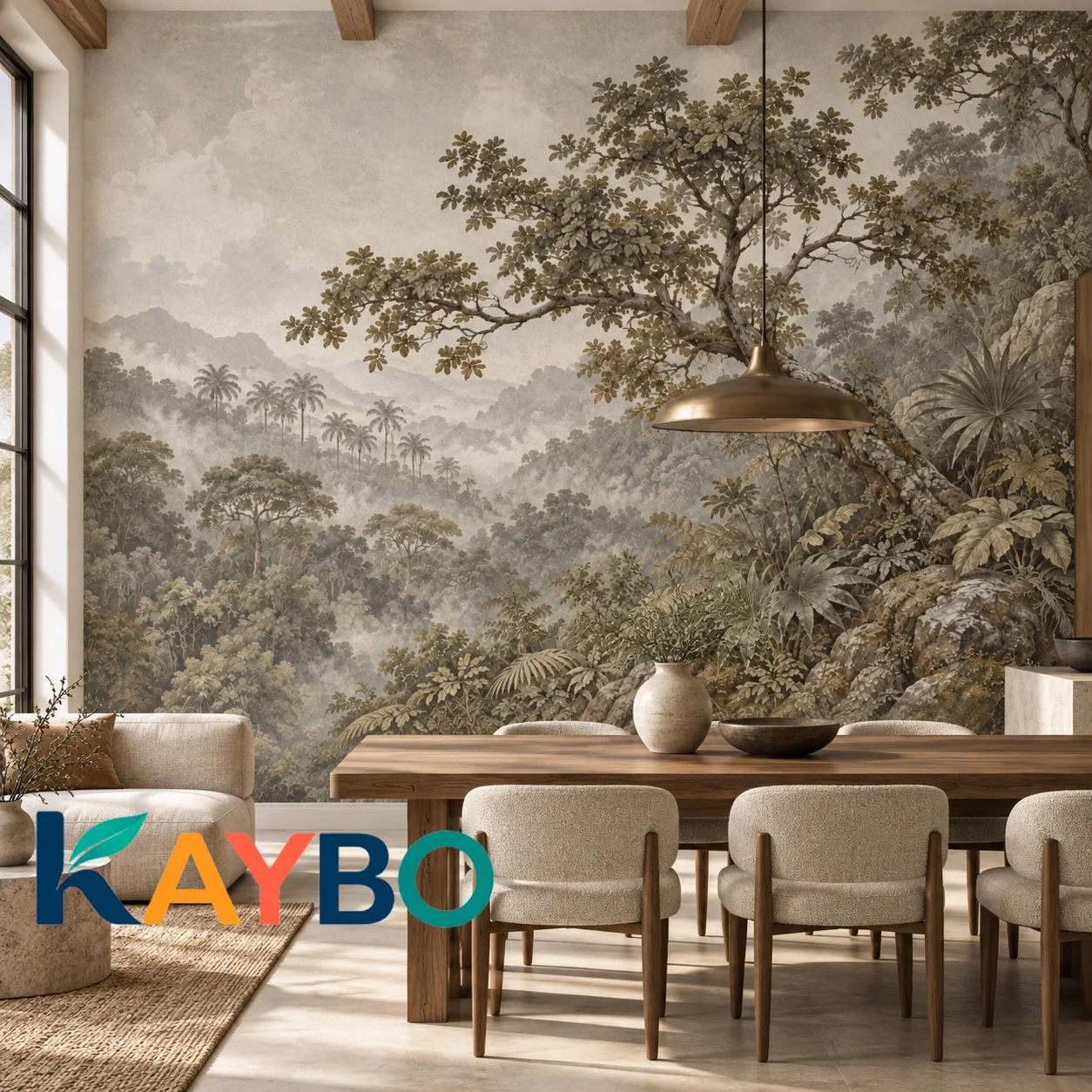 Tropical Forest Wall Mural Vintage Jungle Landscape Wallpaper Misty Botanical Bedroom Living Room Nature Decor Non Self Adhesive