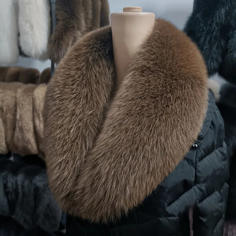 Fur Collar Real Fox Fur Collar For Women Men Fluffy Fur Scarf  Winter Coat Fur Collar Natural Fur Scarf Women Large Fur Collar