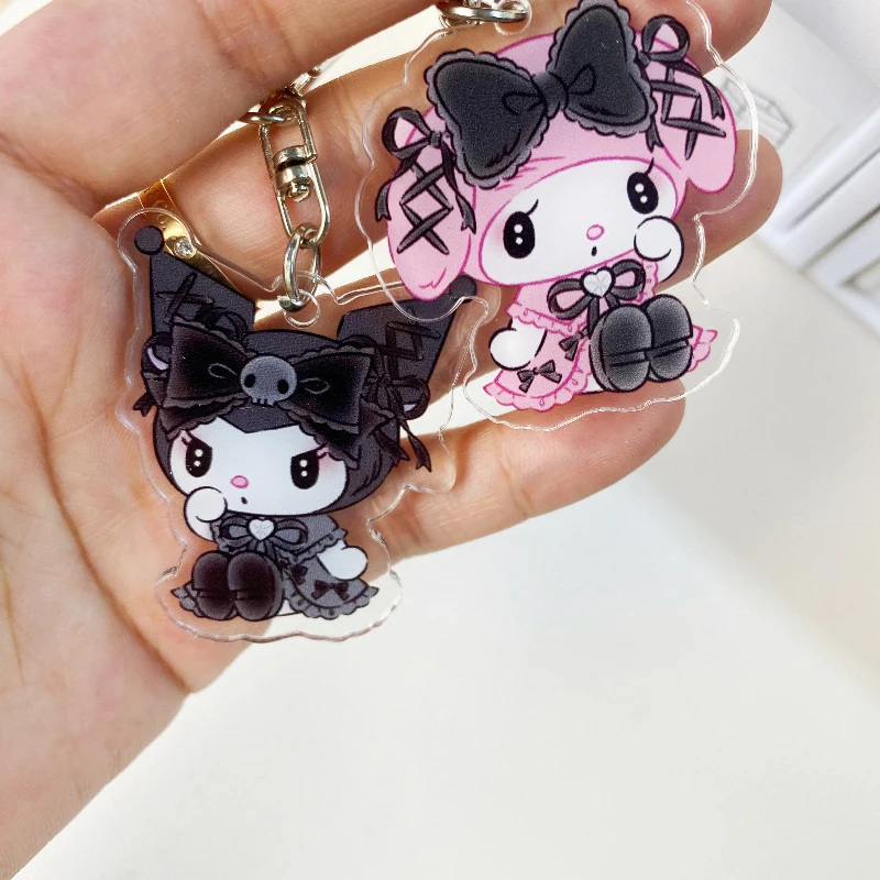 Sanrio Schattige Kawaii Cartoon 10Cm Kuromi Mijn Melodie Donkere Wind Acryl Tas Hanger Paar Sleutelhanger Acryl Hanger