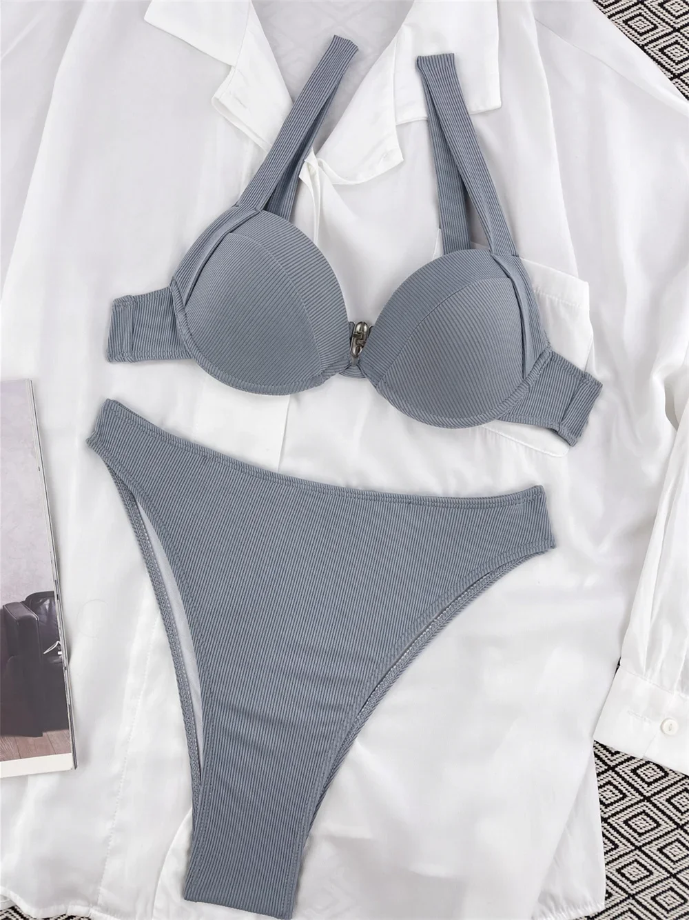 

High Waist Bikini Push Up Swimsuit Women Holiday Swimwear Underwire Pads Beach Outfits Bathing Suit Bikinis Set Biquini Feminino