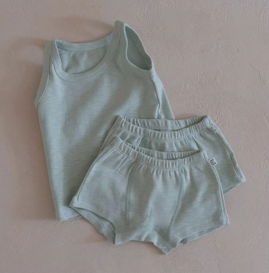 2024 Sommer neue Baby ärmellose Kleidung Set Baby Boy Girl Weste Shorts 2 stücke Anzug Baumwolle Kleinkind solide vielseitige Outfits