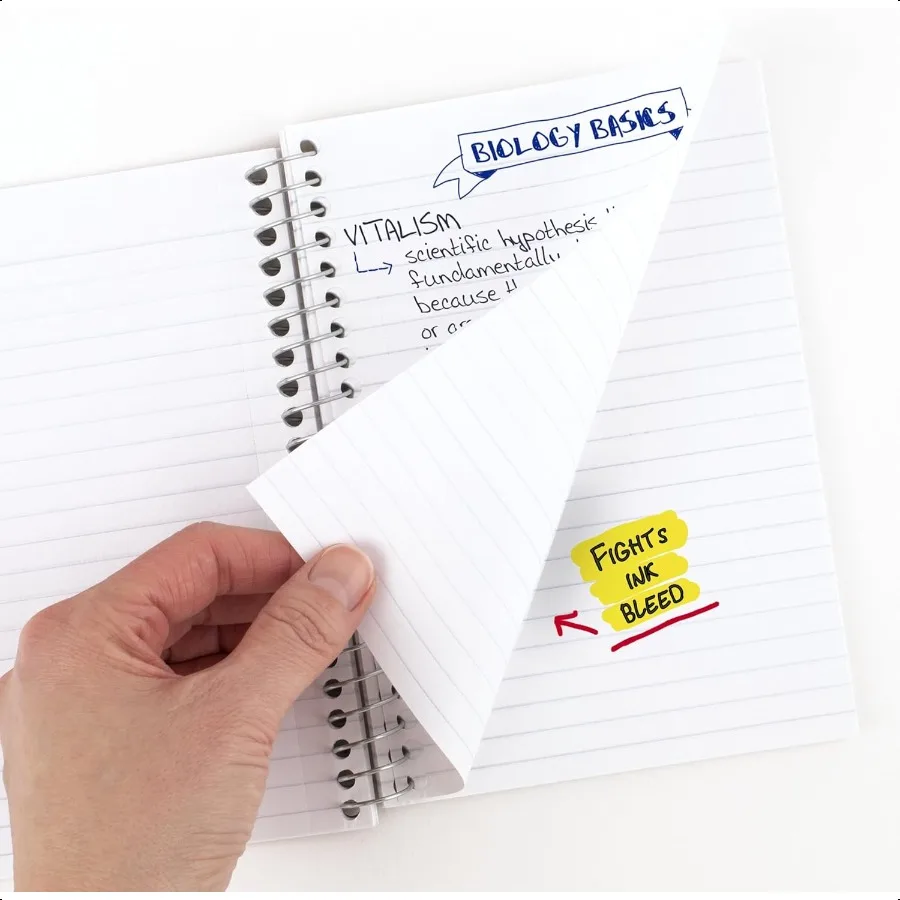 스파이럴 노트 1과목 대학노트용 줄지 노트 개인용 사이즈 43.8 x 7.80매 잉크 번짐 방지 방수 커버 블랙 450