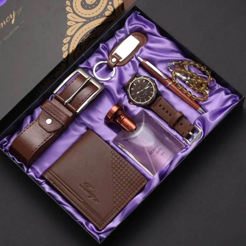 Business Gift set Men\'s wallet Watch belt Perfume Christmas Hand gift Valentine\'s Day gift set