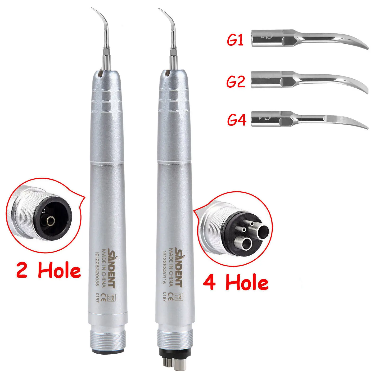 

Dental Ultrasonic Air Perio Scaler Handpiece Hygienist 2/4Hole With G1 G2 G4 Tips Spanner Nsk Style