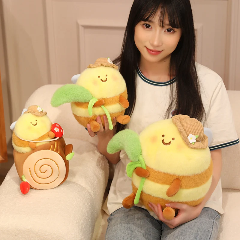 Kawaii Bee Animals Plush Toys Schoolbag Key Pendant Stuffed Insect Bee Soft Honey Bee Doll Bed Cartoon Pillow Birthday Gifts