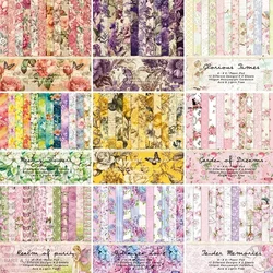 12 Sheets Colorful Style Floral Diy Scrapbook Background Paper Pads Junk Journal Paper Pack Art Handmade Craft Paper Stationery
