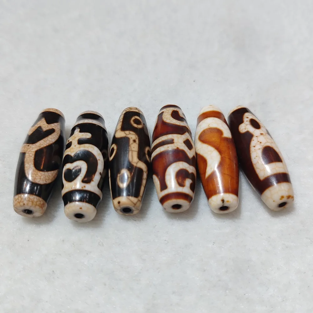 1 pcs Tibet Totem Natural Agate Dzi Fire Sacrifice Dragon Scale Open Lotus Vase Tiger Teeth Ruyi Tianzhu Pendant DIY Accessories