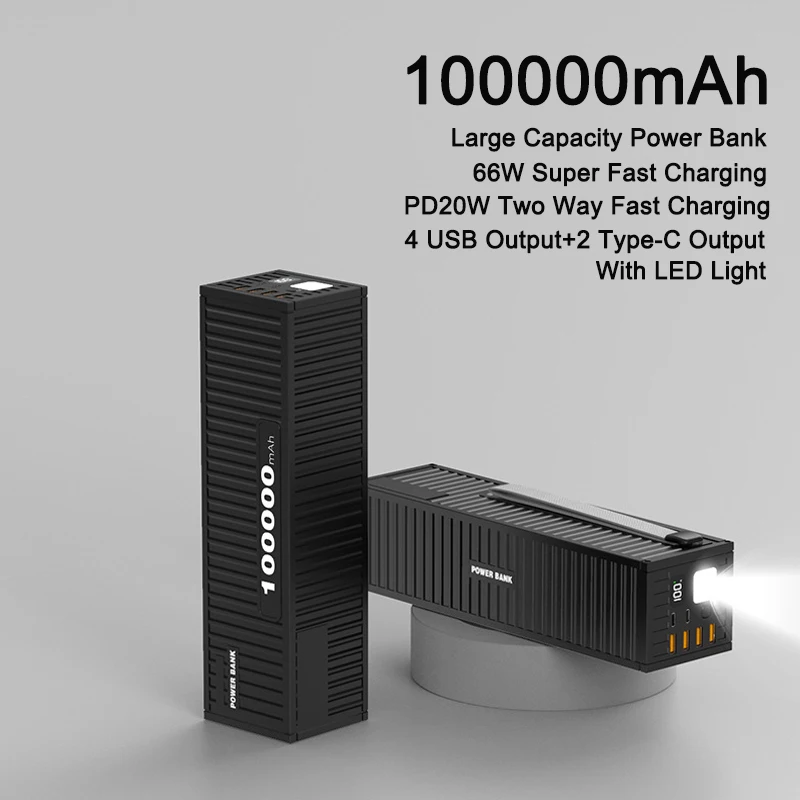 Power Bank 100000mAh PD 66W Fast Charging Powerbank Portable Charger External Battery Pack for iPhone 14 Xiaomi 9 Samsung Huawei