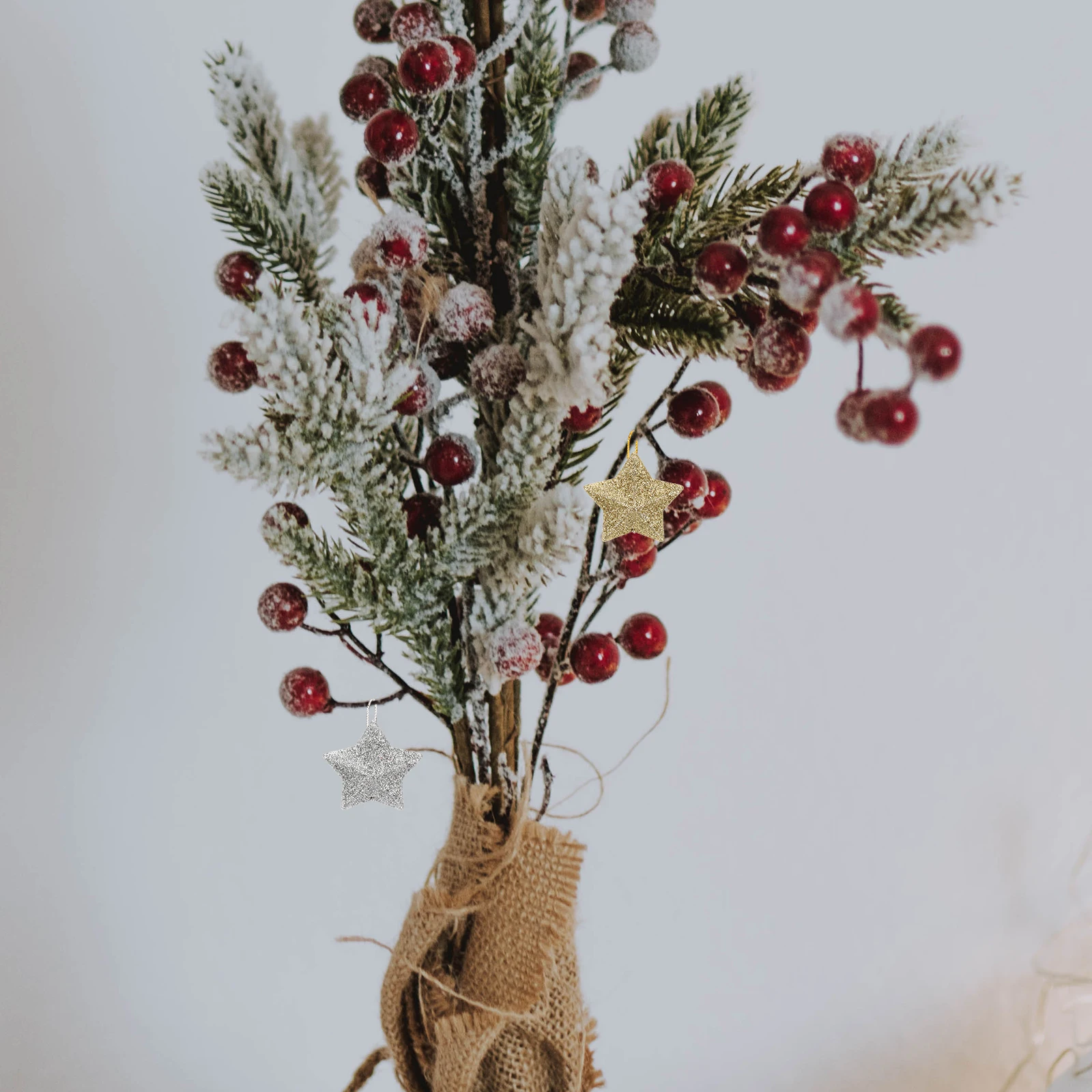 

60 Pcs Christmas Decorations Tree Pendants Glitter Star Charms Ornaments Hanging