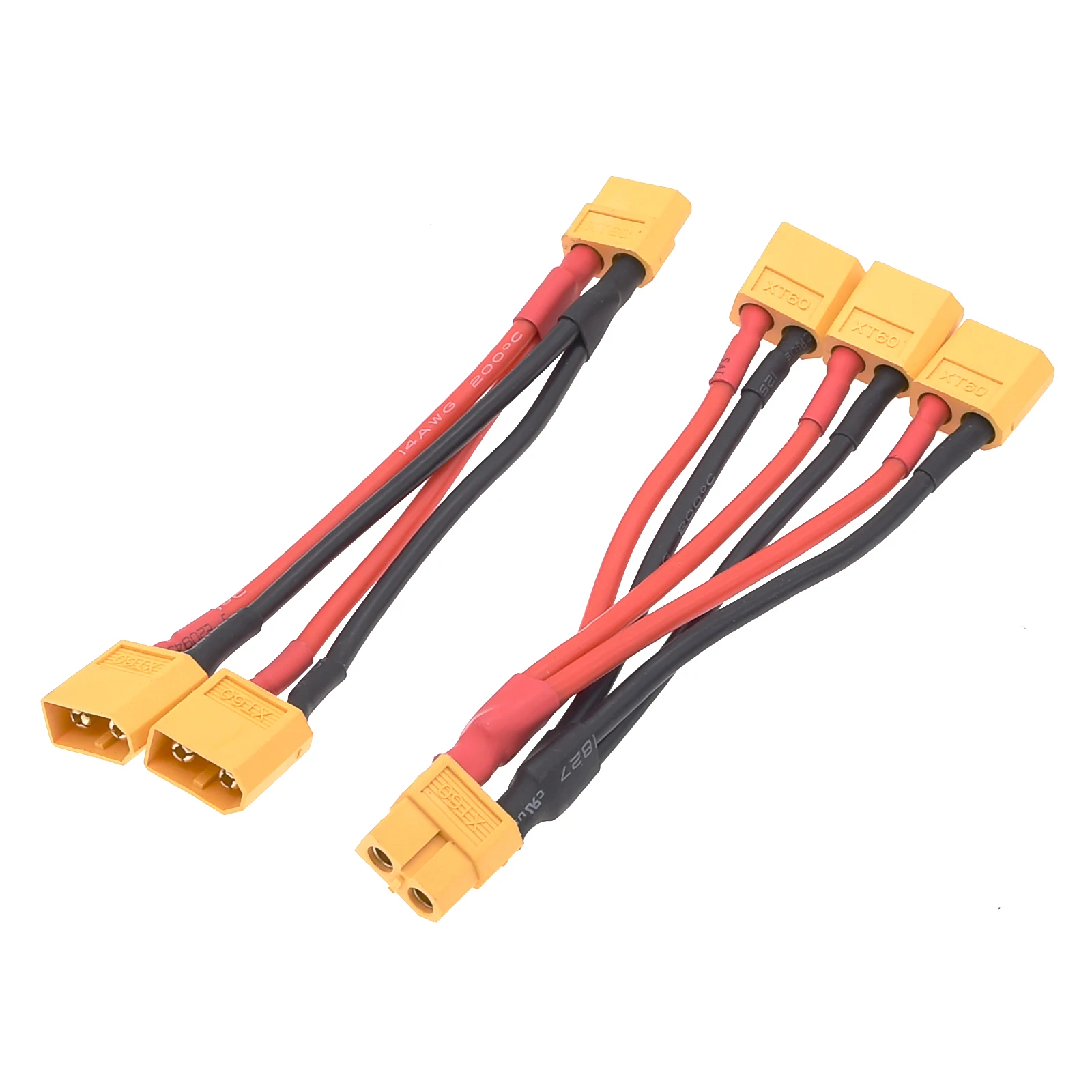 12AWG XT60 Parallel Battery Connector Male/Female Cable Dual Extension Splitter/ 3-Way 12AWG Silicone Wire for RC Battery Motor