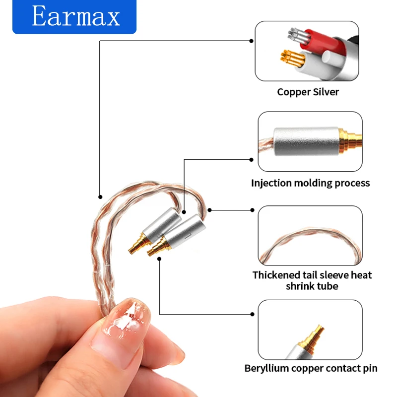 8 núcleos banhado a prata 2.5 3.5 4.4mm conector de cabo balanceado cabo de atualização de alta fidelidade para fone de ouvido Sennheiser IE40 Pro