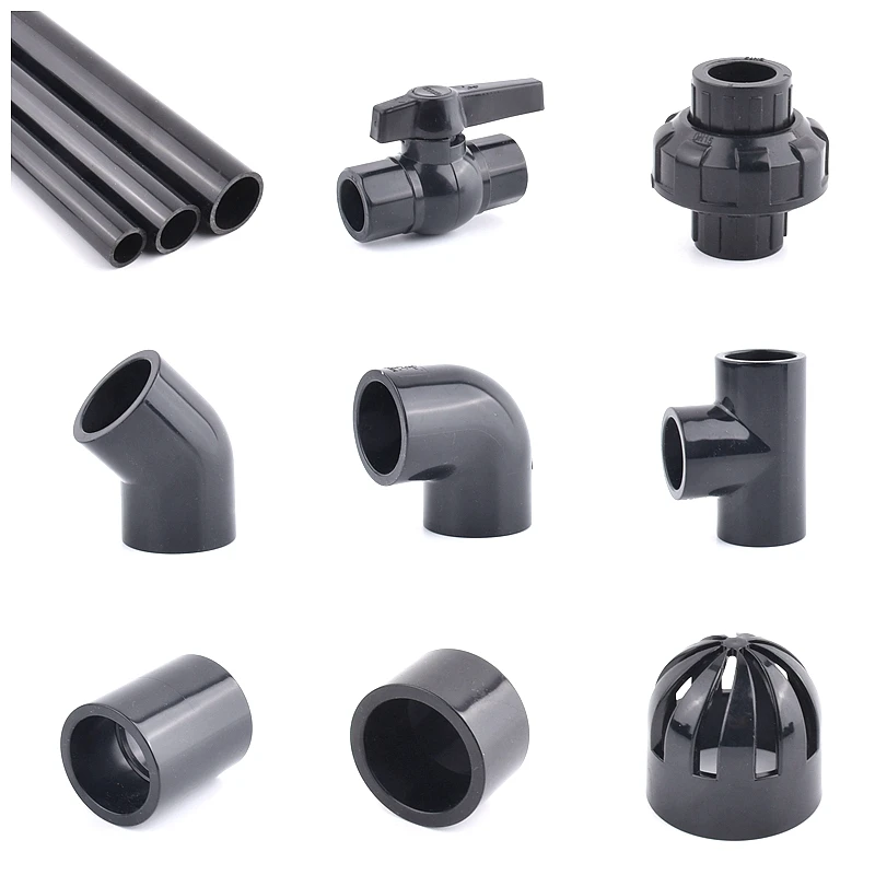 20-50mm Black UPVC Pipe Connector Straight Elbow Tee Joint Aquarium Drainage Tube Fittings Garden Irrigation DIY Accessories