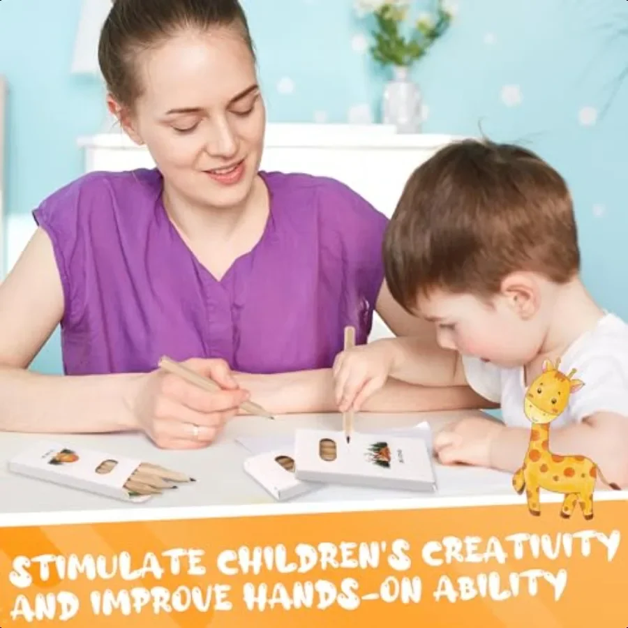 48packs 288pcs Bulk Mini Drawing Pencils Set 3.5 Inch Mini Colored Pencils Coloring Pencils in Kraft Boxes Inspirational Motiva