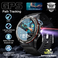 New NFC Outdoor Military Smartwatch Men Sport GPS Track IP68 Waterproof Watch Health Monitor BT call Bracelet 365nm UV+infrared