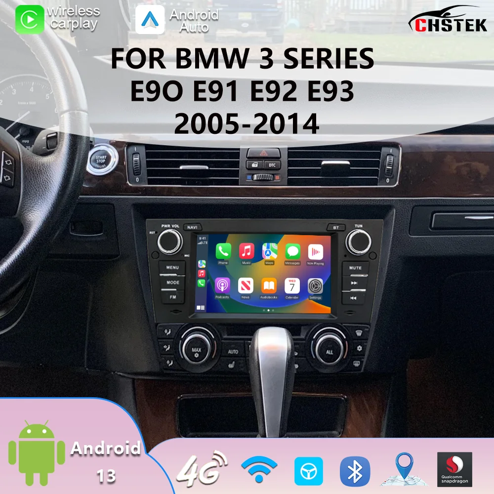 

CHSTEK Car Radio For BMW 3 Series E90 E91 E92 E93 2006 2007 2008-2011 Wireless Carplay GPS Navigation Bluetooth WiFi Multimedia