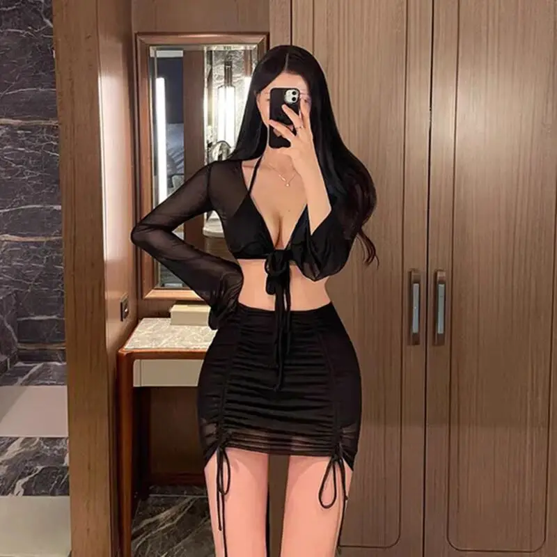 

Женский комплект для плавания: термокомбинезон с длинными рукавами, кружевной отделкой, утягивающий, скрывающий живот, для небольшой груди, с эффектом пуш-ап