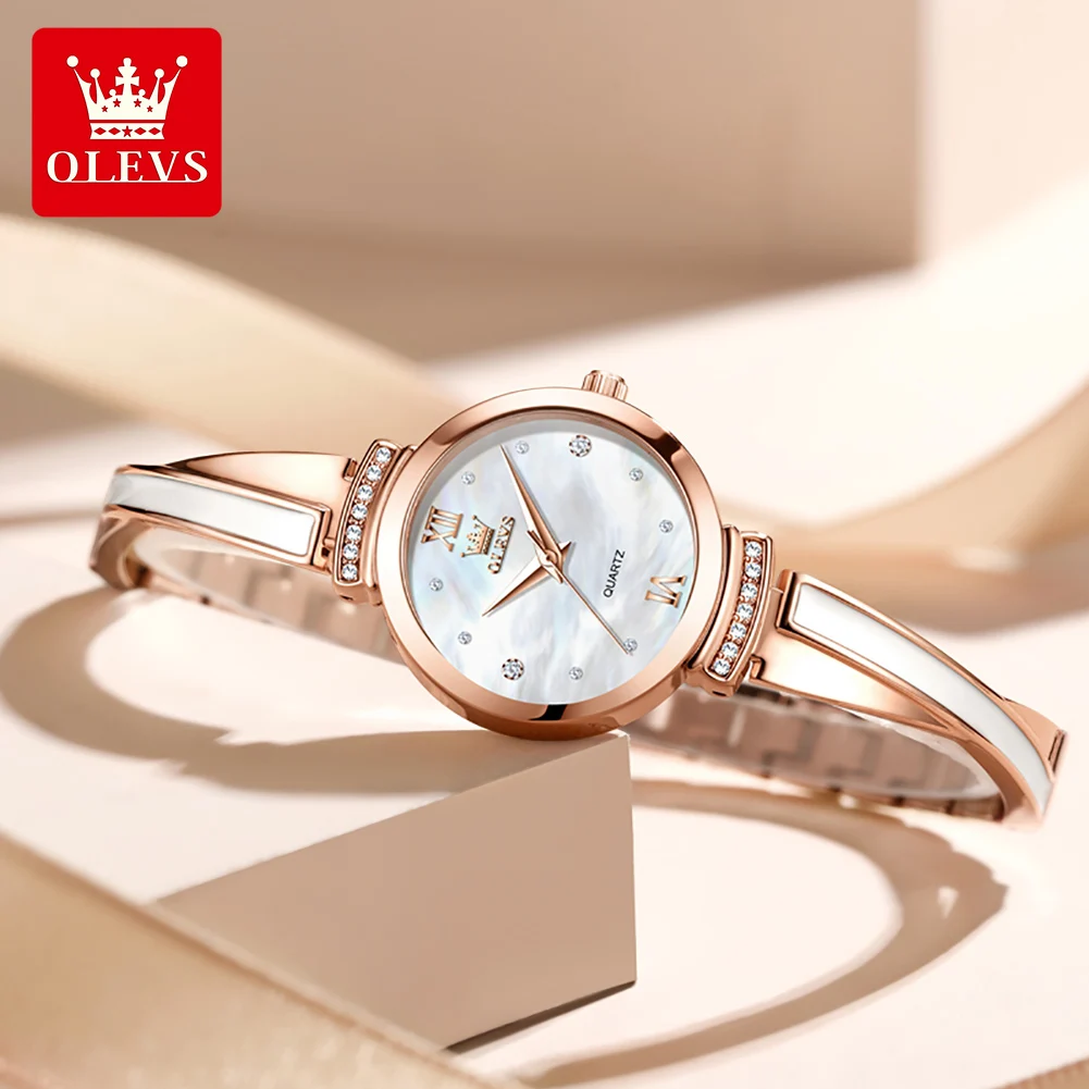 OLEVS New Quartz Watches for Women Fashion Unique Design Bracelet Wristwatch Elegant Luxury Rose Gold Ladies Waterproof Watches
