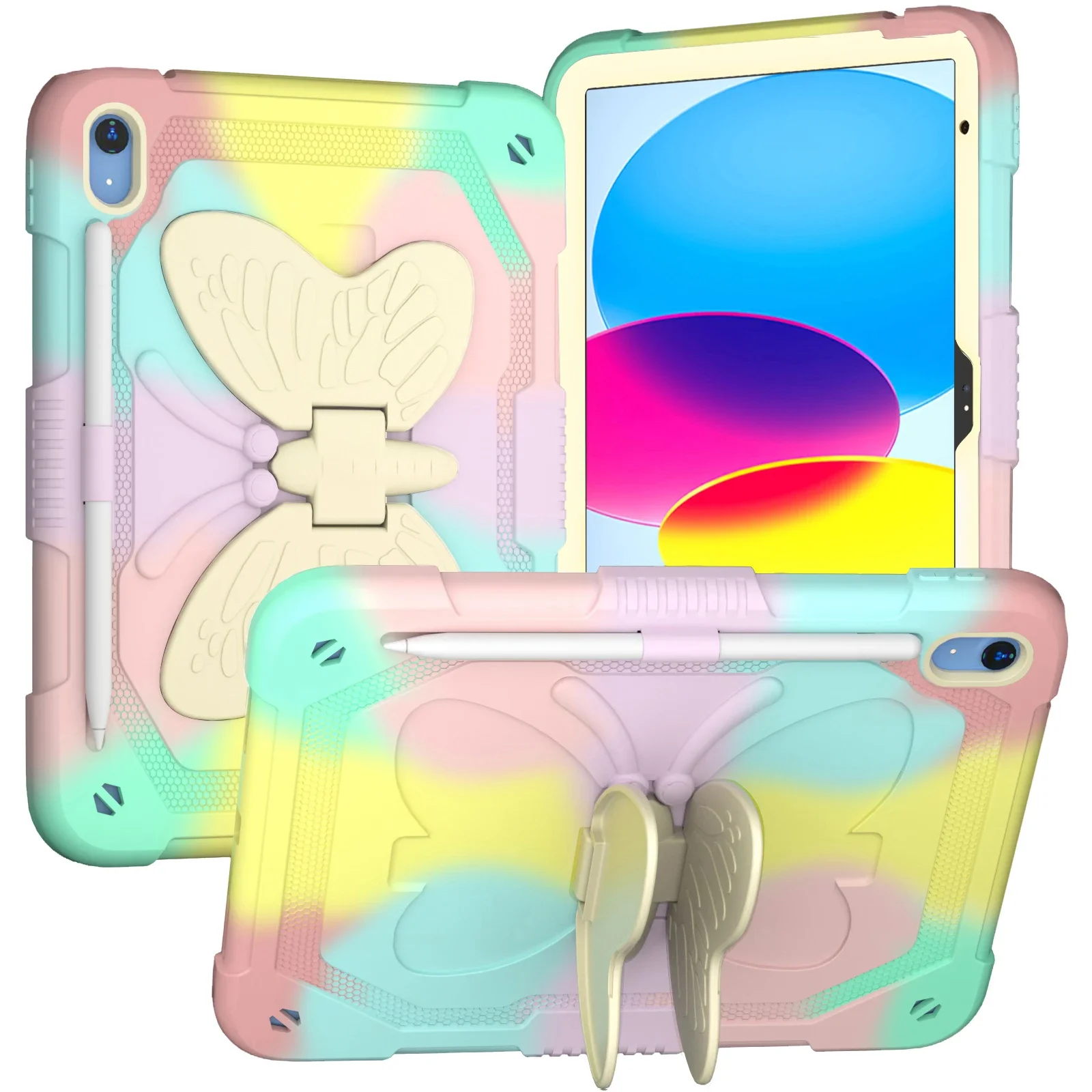 Kids Butterfly Case For ipad Mini 5 6 9.7 2017 2018 7th 8th 9th Gen 2021 Air 2 3 4 10.9 Pro 10.5 11 2024 Shockprooof Case Cover