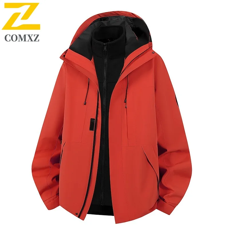 سترة سفر للرجال من COMXZ سميكة للمغامرة الخارجية مقاومة للرياح سترة دافئة بلون سادة ملابس خريف وشتاء خفيفة الوزن #3