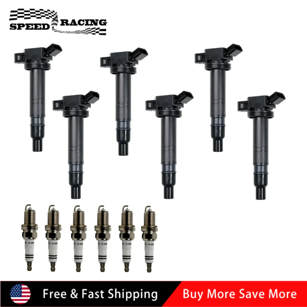 

90919-02247 90919-T2005 6pcs Ignition Coil + Iridium Spark Plug For 2003-2009 Toyota 4Runner 2007-2009 Toyota FJ Cruiser 4.0L V6
